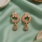 Floral Crescent Earrings with Hanging Flower