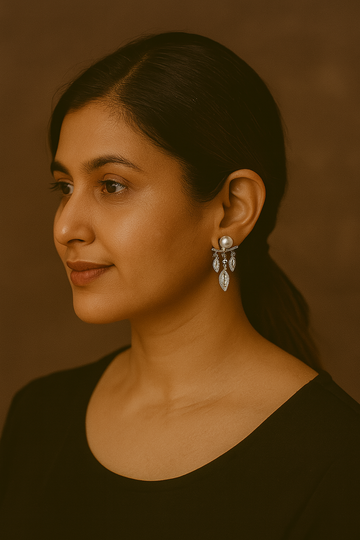 Pearl Leaf Dangling Earrings