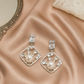 Pearl & Diamond Square Dangle Earrings