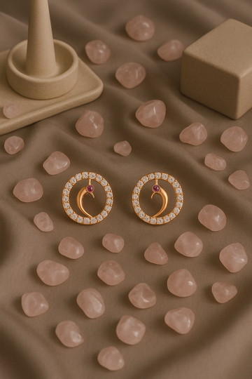 Peacock Motif Round Studs