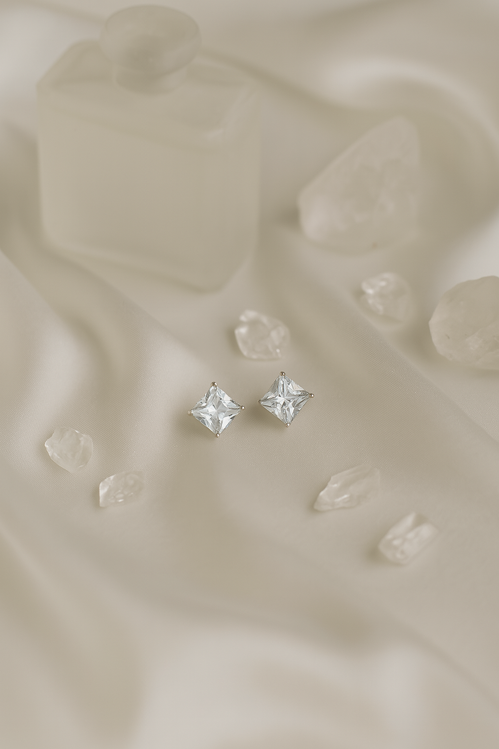 Square Clear Stud Earrings