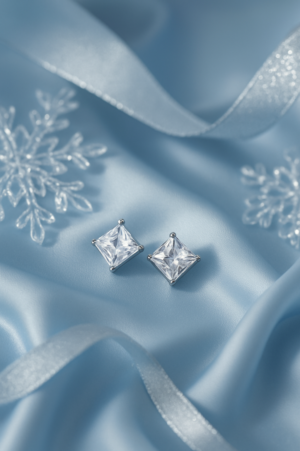 Square Clear Stud Earrings