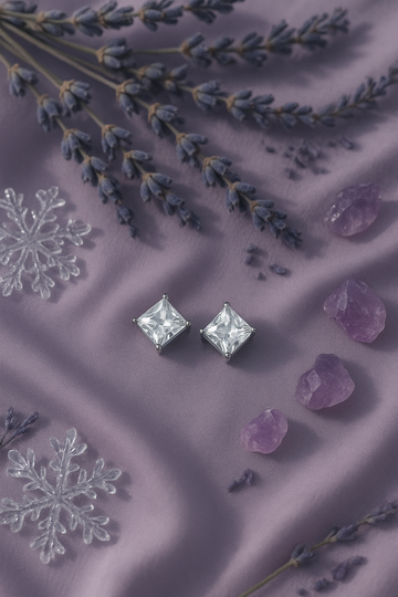 Square Clear Stud Earrings