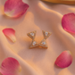 Triangle Gem Bow Stud Earrings