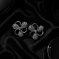 Silver Floral Stud Earrings with Micro CZ Embellishments