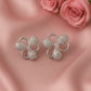 Silver Floral Stud Earrings with Micro CZ Embellishments