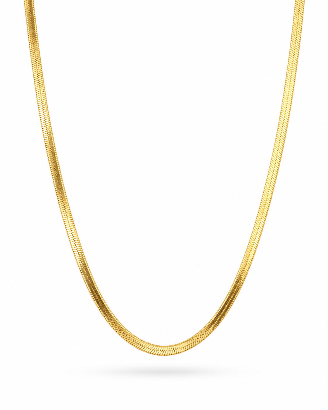 Simple XL snake chain necklace, gold plated titanium steel – close-up detail