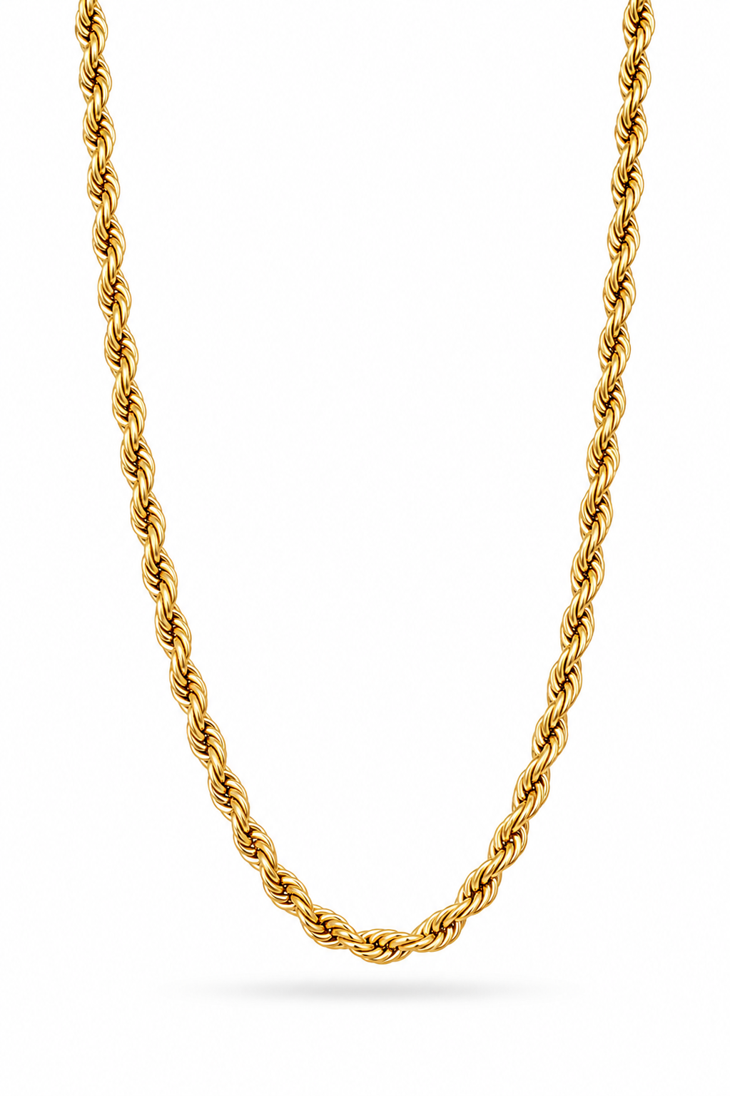 Classic 5mm herringbone chain necklace, 18K gold plated – close-up detail