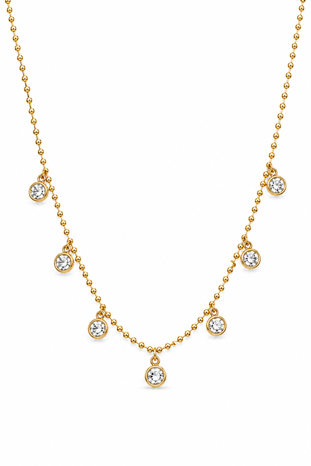 Round zircon pendant necklace, 18K furnace vacuum gold plated – close-up detail