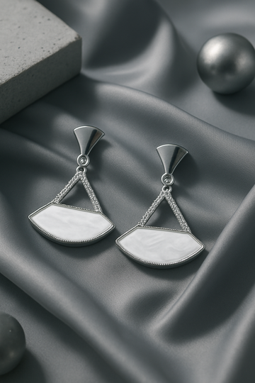 Geometric White Stone Drop Earrings