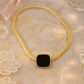 Bold Black Square Pendant with Gold Snake Chain
