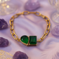 Statement Gold Chain Pendant with Emerald Green Stones