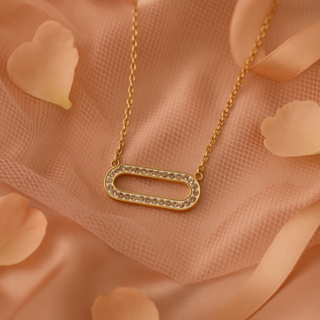 Open Oval Pendant with Rhinestone Accents