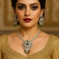 Emerald Peacock Designer AD Necklace Set