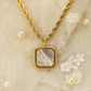 Classic Gold-Plated Pendant with Square Mother of Pearl