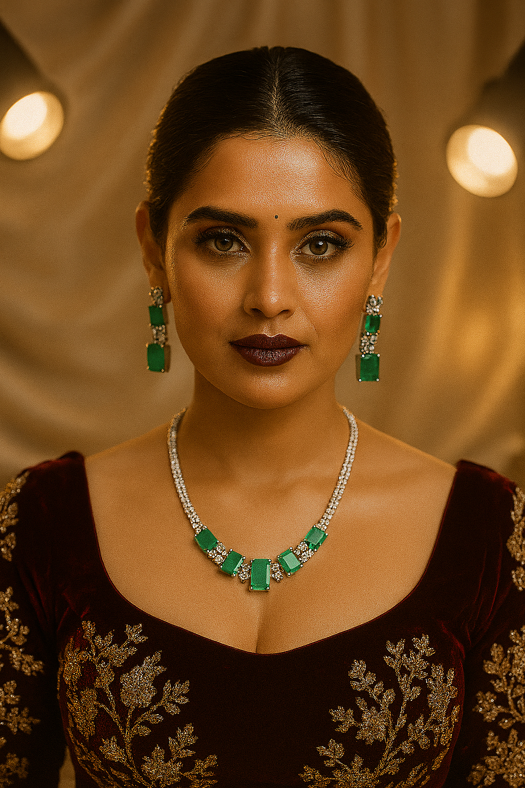 Aqua Block Elegant Diamond Necklace Set