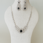 Midnight Floral Silver Bridal Necklace Set