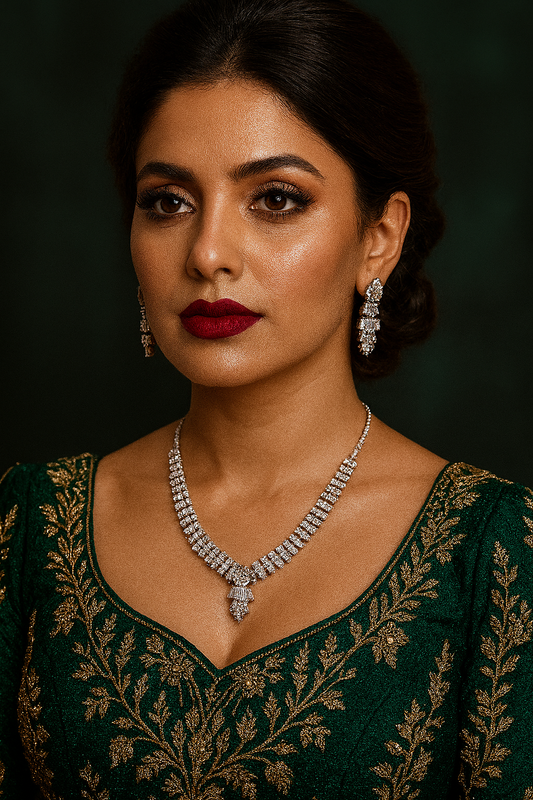 Classic Rectangle Clarity AD Necklace Set