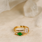 Twin Stone Spiral Ring in Green and White