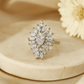 White Teardrop Cluster Ring in Silver