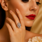 White Teardrop Cluster Ring in Silver