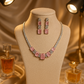 Pastel Pink Rectangular AD Necklace Set