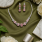 Pastel Pink Rectangular AD Necklace Set