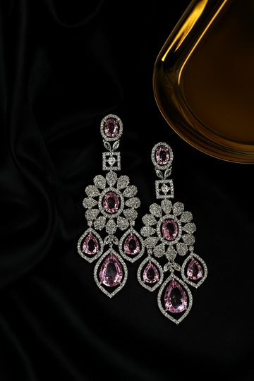 Lavender Dangle Cluster Earrings