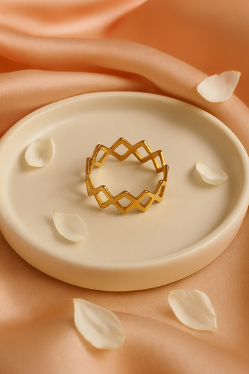 Diamond Cut Geometric Gold Ring