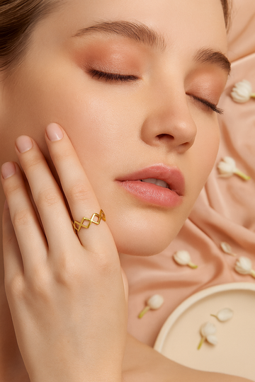 Diamond Cut Geometric Gold Ring