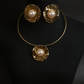 Hammered Gold Pearl Set - Choker Necklace & Earrings