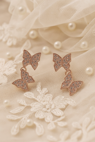 Double Butterfly Drop Earrings