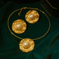 Hammered Gold Pearl Set - Choker Necklace & Earrings