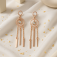 Rose Gold Boho Geometric Drop Earrings with Chains