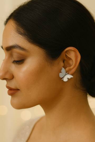 Angel Wings Heart Stud Earrings