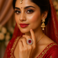 Bold Ruby Red Floral Ring with CZ Halo