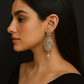Classic Tear-Drop Leaf Motif AD Earrings with CZ Detailing