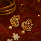 Floral Pearl Drop Gold Finish Premium AD Earrings