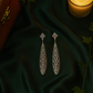 Silver Textured Long Drop Earrings