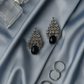 Chandelier Silver Earrings with Black Drop