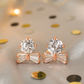 Dainty Anti-Tarnish Bow Stud Earrings with Oval CZ – Everyday Elegant Top