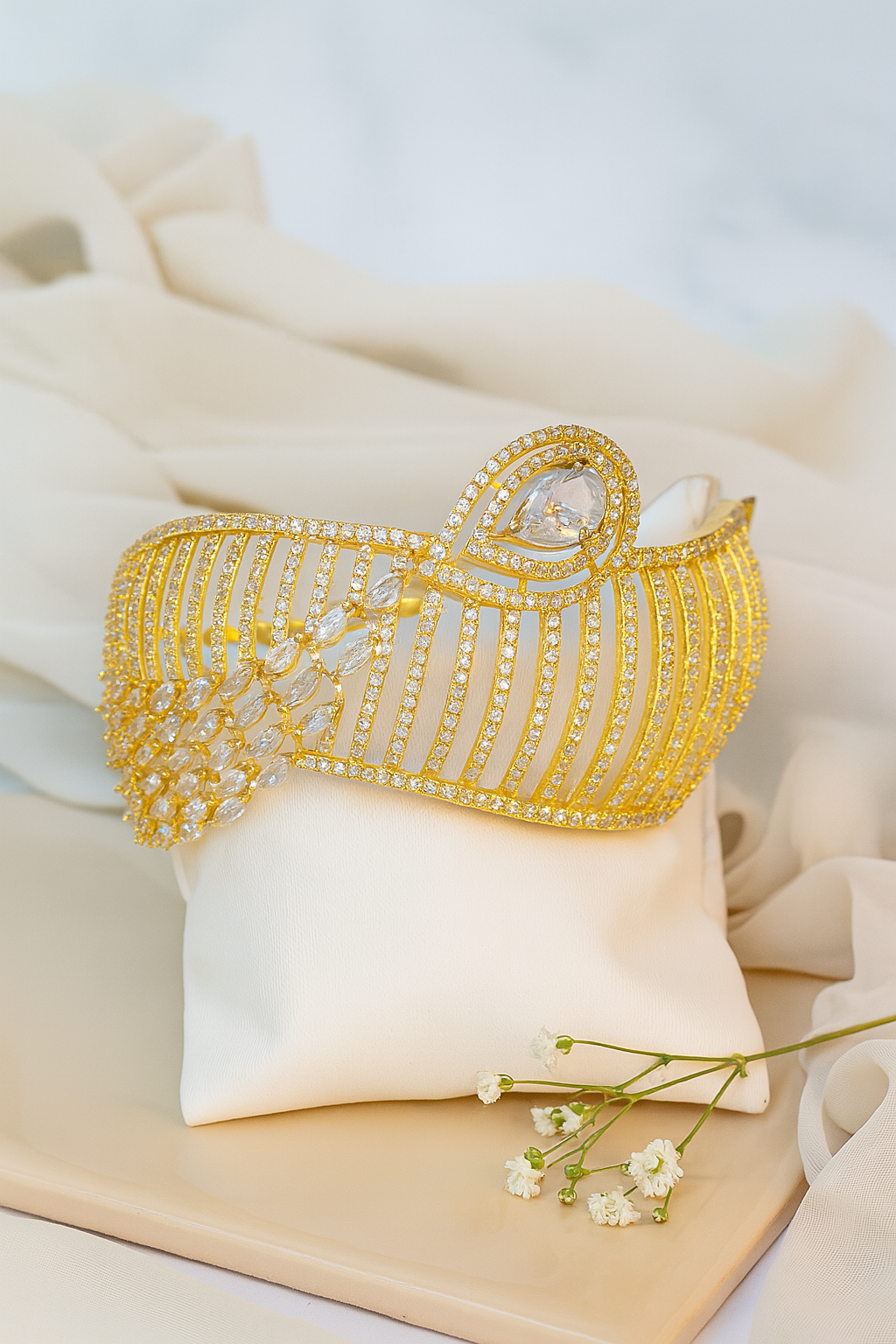 Gold Plated Designer Bracelet with Leaf Motif