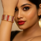 Royal Gold Kada with Red and White Stone Embellishments