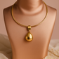 Golden Drop Shaped Pendant Choker Necklace