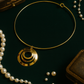 Golden Layered Geometric Disc Necklace