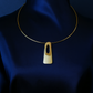 Wooden Texture Oval Pendant Necklace in Gold Finish