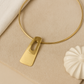 Wooden Texture Oval Pendant Necklace in Gold Finish