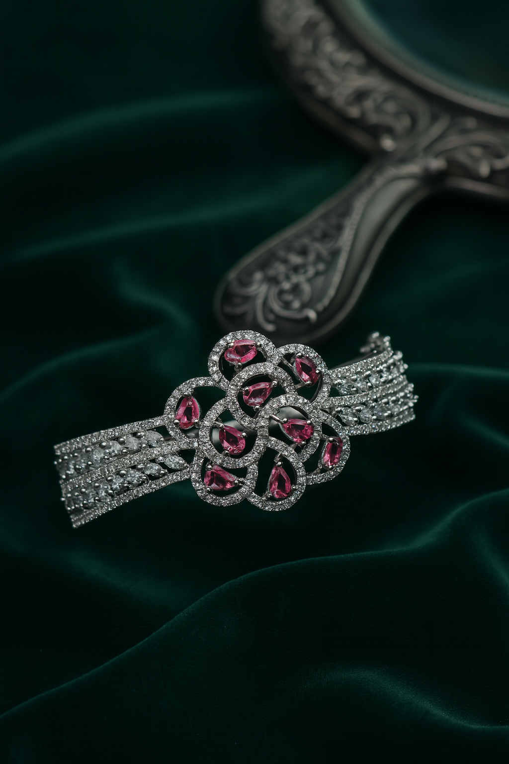 Red Floral Cluster Bracelet