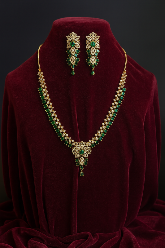 Golden Regal Emerald Choker Set