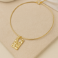 Textured Golden Bar Pendant Necklace with Chain